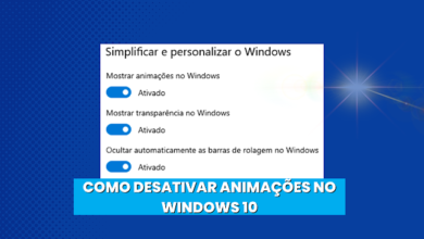 Como ativar ou desativar animações para ajustar o desempenho do seu equipamento. 