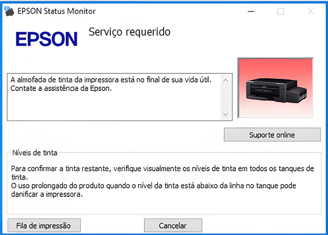 Epson L375 erro Almofadas