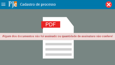 PJE Office algum dos documentos não foi assinado ou quantidade de assinatura não confere!