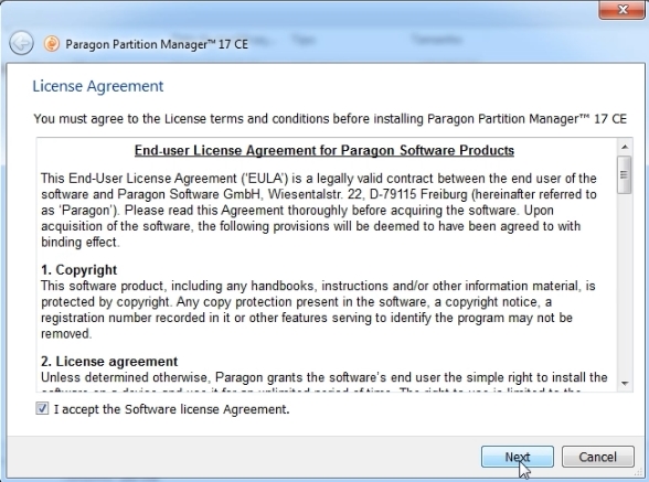 Instalação do Paragon Partition Manager