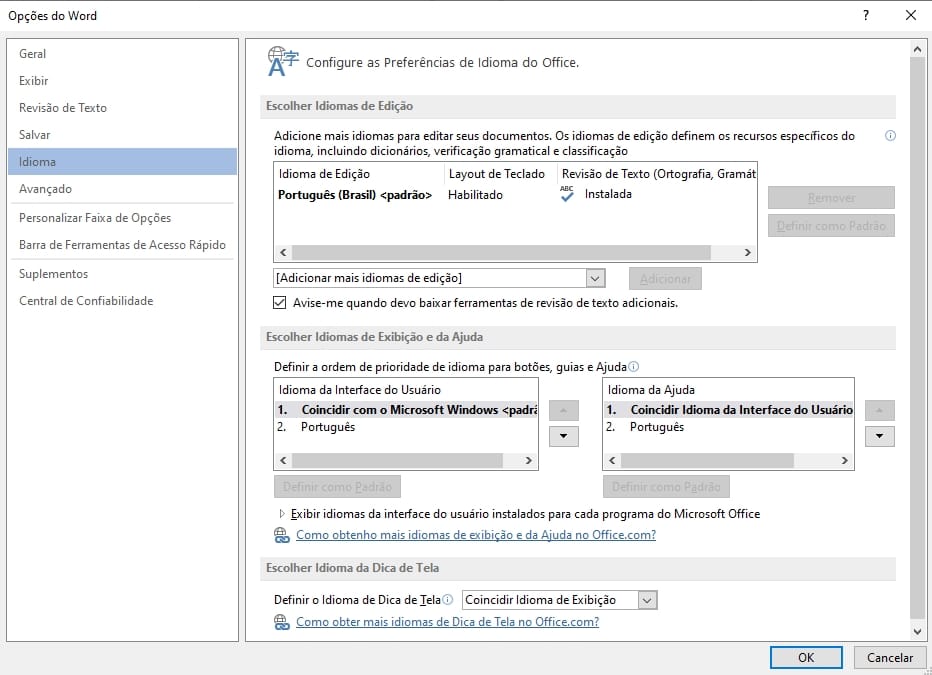 COMO ALTERAR O PACOTE DE IDIOMAS DO OFFICE 2019