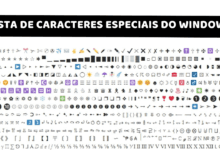 LISTA DE CARACTERES ESPECIAIS DO WINDOWS