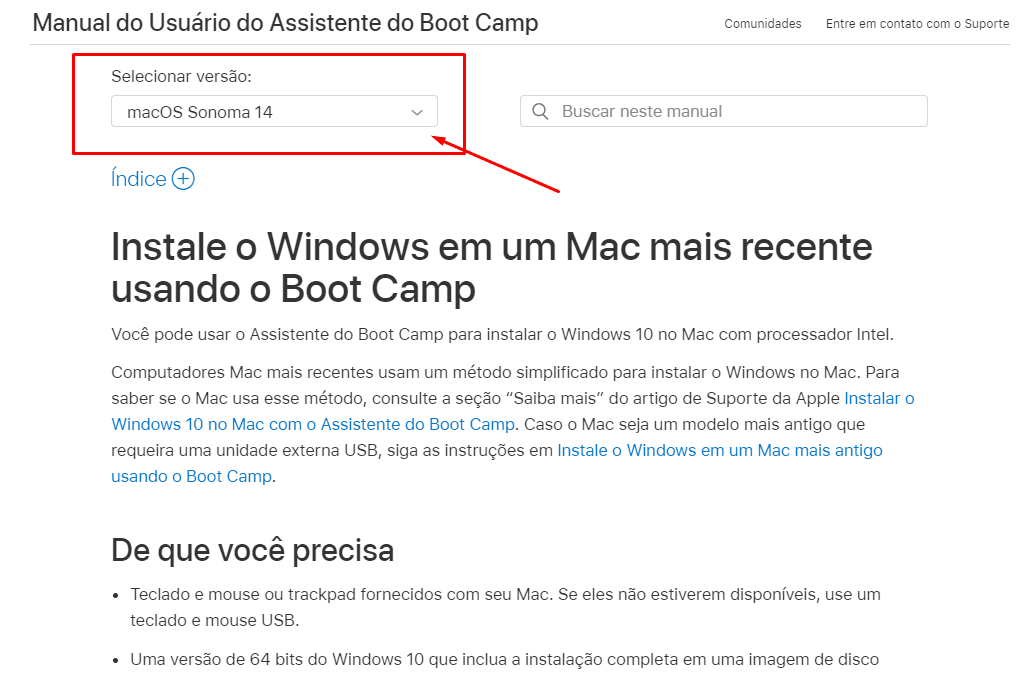 Site da Apple Bootcamp