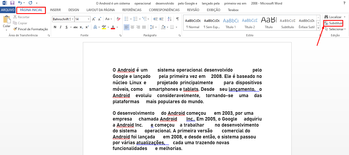 Word botão Substituir