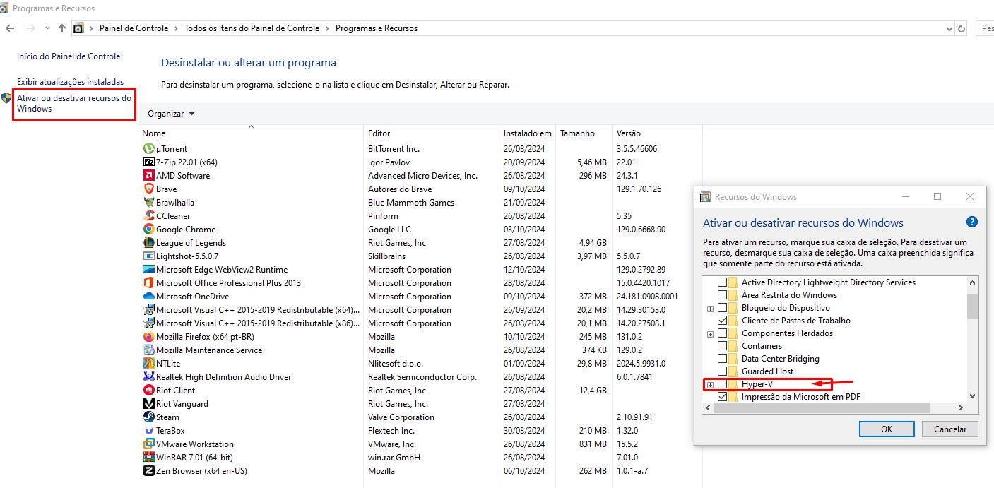 Como ativar o Hyper-V